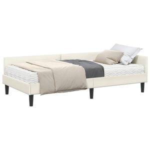 vidaXL Cadre de lit d'angle avec matelas Autre 2 pi&egrave;ces Cr&egrave;me Velours