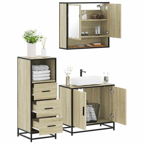 vidaXL Ensemble de meubles de salle de bain 3 pcs ch&ecirc;ne sonoma