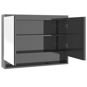 vidaXL Armoire &agrave; miroir de salle de bain 80x15x60 cm MDF Gris brillant