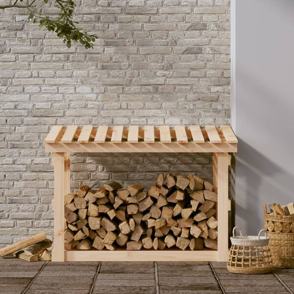 vidaXL Support pour bois de chauffage 108x64,5x77 cm Bois de pin