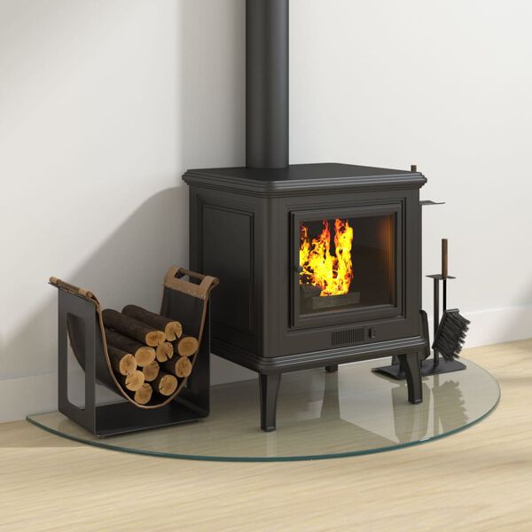 vidaXL Plaque de verre de cheminée Demi-rond 1000x500 mm