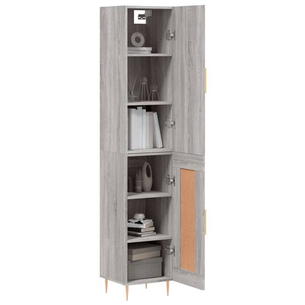 vidaXL Buffet haut Sonoma gris 34,5x34x180 cm Bois d'ing&eacute;nierie
