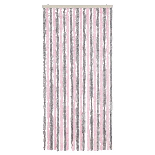 vidaXL Rideau anti-mouches gris argent&eacute; et rose 90x200 cm chenille