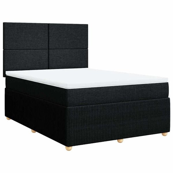 vidaXL Sommier &agrave; lattes de lit avec matelas Noir 140x200 cm Tissu