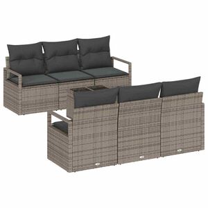 vidaXL Ensemble de Canap&eacute;s avec coussin 7 pcs Gris polyrotin