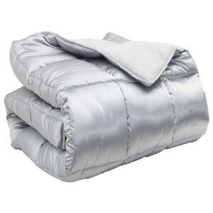 vidaXL Duvet d'hiver Argent&eacute; 135 x 200 cm Satin et Microfibre