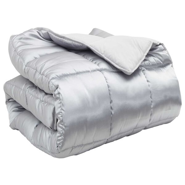 vidaXL Duvet d'hiver Argent&eacute; 135 x 200 cm Satin et Microfibre