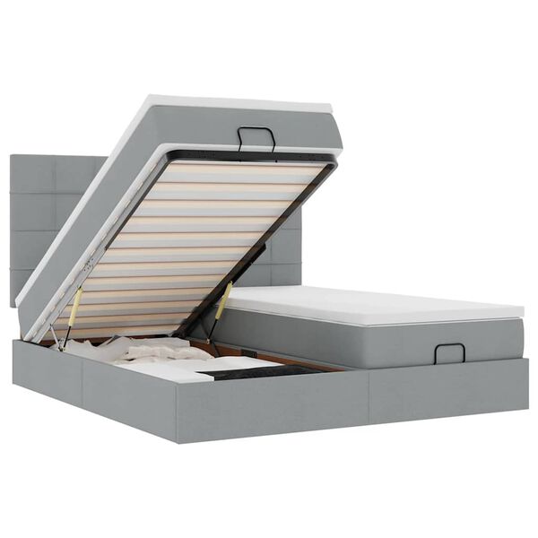 VidaXL Cadre de lit ottoman et matelas gris clair 160x200cm tissu