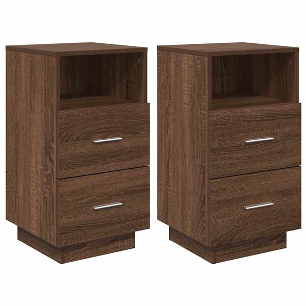 vidaXL Tables de chevet 2 pcs avec 2 tiroirs chêne marron 36x36x68 cm