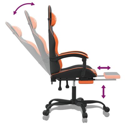 vidaXL Chaise de jeu avec repose-pied Noir et orange Similicuir