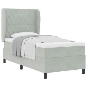 vidaXL Lit &agrave; ressorts avec matelas Gris clair 200 x 100 cm Polyester