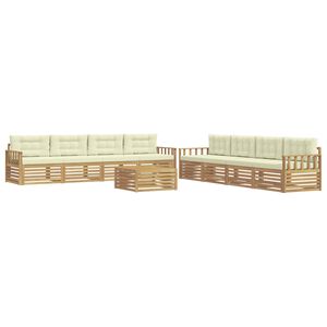 vidaXL Ensemble de canap&eacute;s d'ext&eacute;rieur 9 pc Blanc et cr&egrave;me Polyester