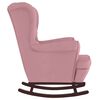 vidaXL Fauteuil à bascule à oreilles en velours rose bois massif