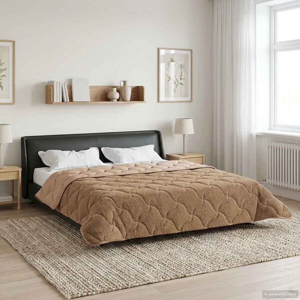 vidaXL Duvet d'hiver Taupe 220 x 260 cm Microfibre et polaire Teddy