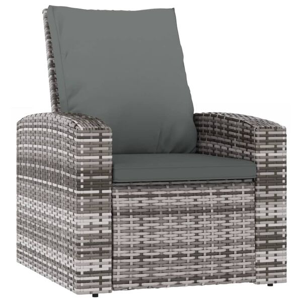 vidaXL Fauteuil inclinable de jardin avec coussins gris résine tressée