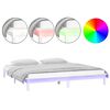 vidaXL Cadre de lit &agrave; LED sans matelas blanc 135x190 cm bois massif