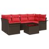 vidaXL Ensemble de canap&eacute; de jardin 7 pcs Beige et Rouge polyrotin