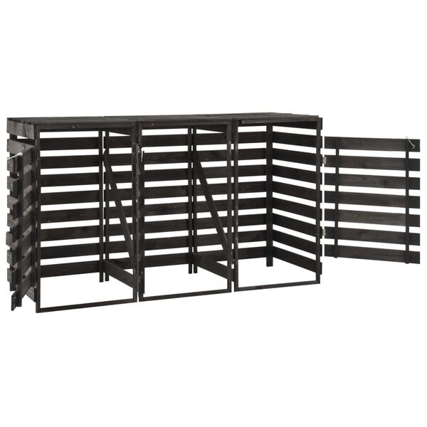 vidaXL Abri de poubelle triple 210x75x121 cm Bois de pin massif peint