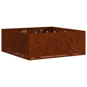 vidaXL Boule de feu Rouill&eacute; 80 x 80 x 30 cm Acier patin&eacute;