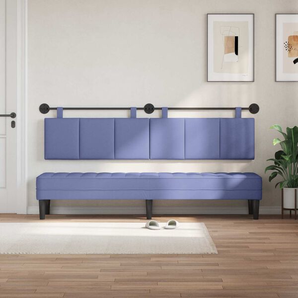 vidaXL T&ecirc;te de lit suspendue Ray&eacute; Bleu denim 210 x 55 x 5 cm tissu