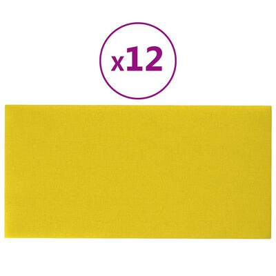 vidaXL Panneaux muraux 12 pcs Jaune clair 60x30 cm Tissu 2,16 m²