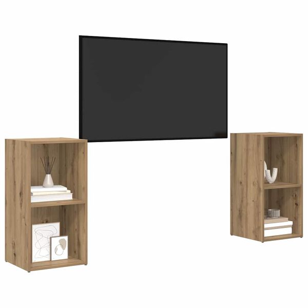 vidaXL Ensemble meuble TV 2 pcs Ch&ecirc;ne artisanal 72 x 35 x 36,5 cm