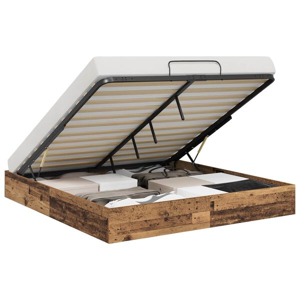 vidaXL Cadre de lit ottoman Bois ancien 203 x 180 x 25 cm