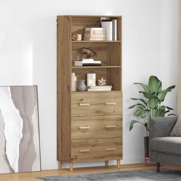 vidaXL Haut Armoire avec tiroir Ch&ecirc;ne artisanal 69,5 x 32,5 x 180 cm