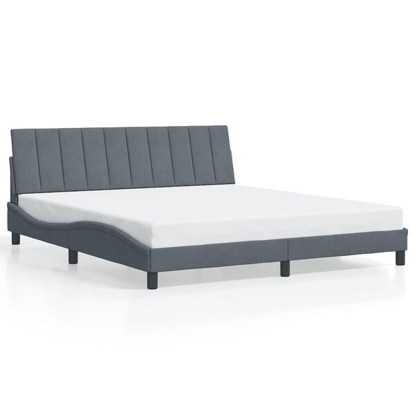 vidaXL Cadre de lit sans matelas Hanko gris fonc&eacute; 180x200 cm velours