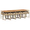 vidaXL Ensemble &agrave; manger de jardin et coussins 11 pcs beige poly rotin