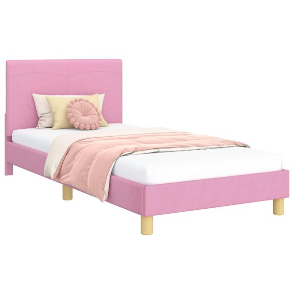 vidaXL Cadre de lit pour enfants avec t&ecirc;te de lit Rose 90 x 200 cm