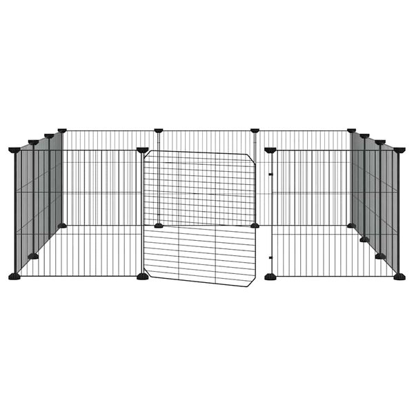 vidaXL Cage pour animaux de compagnie à 12 panneaux avec porte, noire, 35 x 35 cm, acier