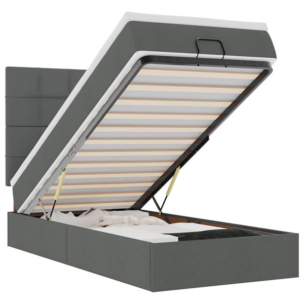 vidaXL Cadre de lit ottoman avec matelas gris fonc&eacute; 100x200 cm tissu