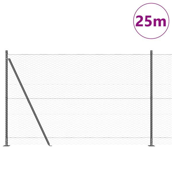 vidaXL Poteau de cl&ocirc;ture. Gris 25 x 1,4 m (maillage de 36 mm)