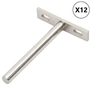 vidaXL Supports d'&eacute;tag&egrave;res flottantes 12pcs invisible acier au carbone