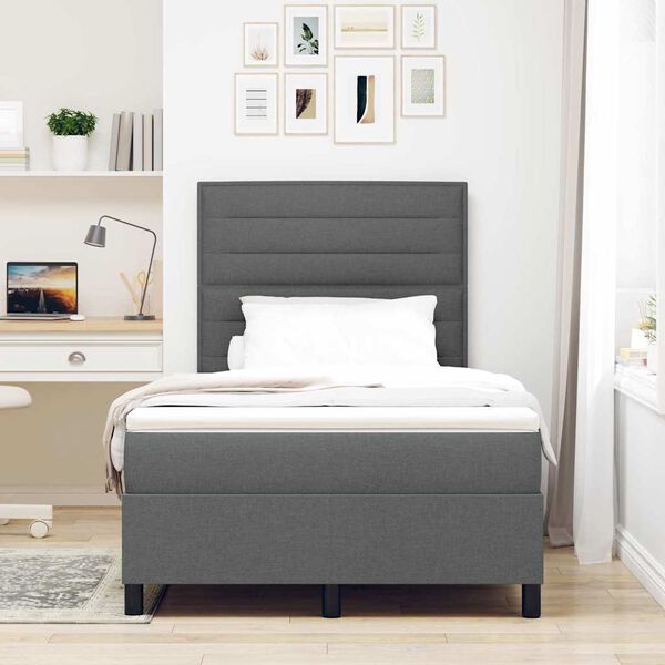 vidaXL Lit &agrave; ressorts avec matelas Gris fonc&eacute; 120 x 190 cm tissu