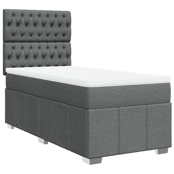 vidaXL Sommier &agrave; lattes de lit avec matelas Gris fonc&eacute; 80x200 cm Tissu