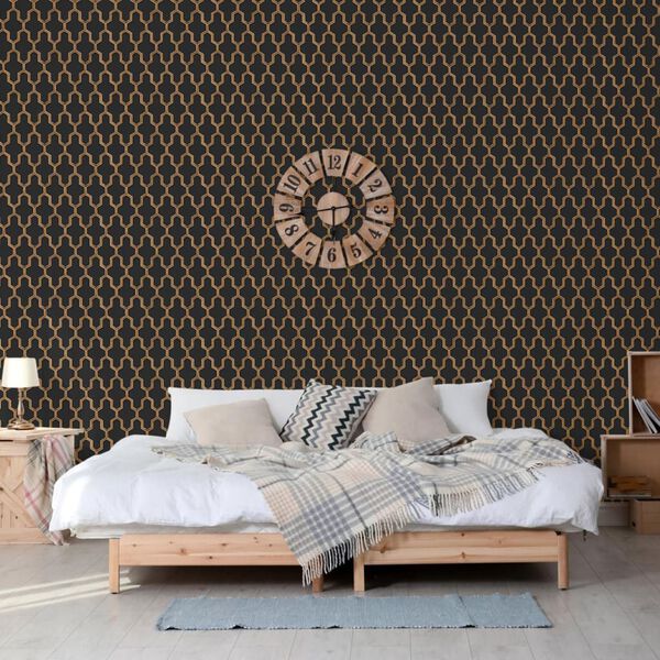 DUTCH WALLCOVERINGS Papier peint Geometric Noir et dor&eacute;