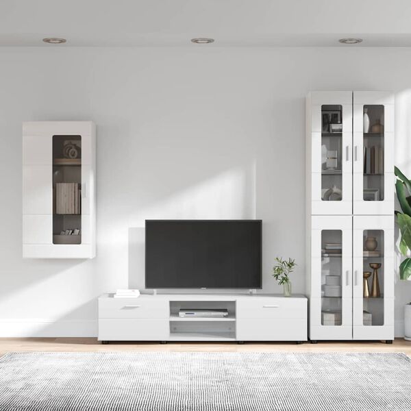 vidaXL Ensemble meuble TV FLORIN Blanc brillant Bois d'ing&eacute;nierie