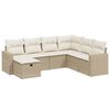 vidaXL Salon de jardin avec coussins 7 pcs beige r&eacute;sine tress&eacute;e