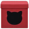 vidaXL Tabouret de rangement pliable avec motif de chat Bordeaux Tissu