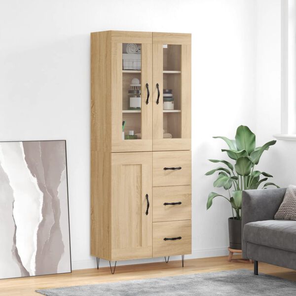 vidaXL Buffet haut Ch&ecirc;ne sonoma 69,5x34x180 cm Bois d'ing&eacute;nierie