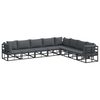 vidaXL Ensemble de canapé de jardin avec coussin 8 pcs Noir Aluminium