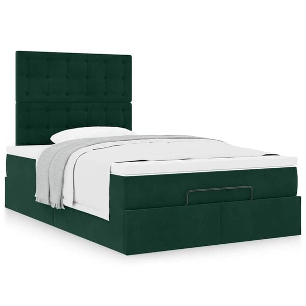 vidaXL Cadre de lit ottoman avec matelas vert fonc&eacute; 120x190 cm velours