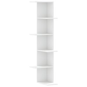 vidaXL &Eacute;tag&egrave;re d'angle murale blanc 36,5x36,5x140 cm bois d'ing&eacute;nierie