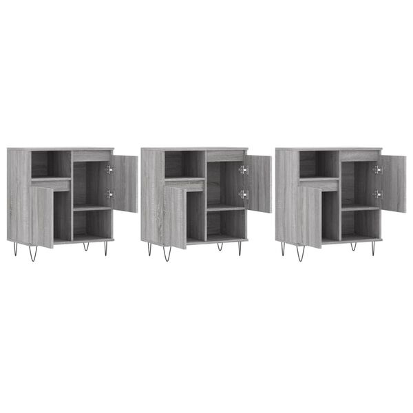 vidaXL Buffets 3 pcs Sonoma gris Bois d'ing&eacute;nierie