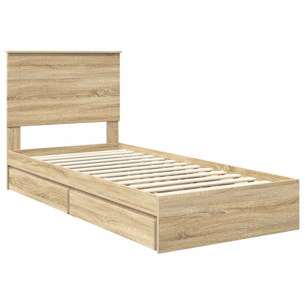 vidaXL Lit de Rangement Ch&ecirc;ne Sonoma 100 x 200 cm Bois d'ing&eacute;nierie