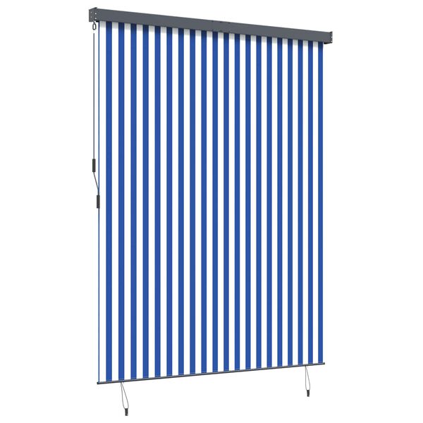 vidaXL Store enrouleur Bleu et Blanc 200 x 250 cm Tissu et Aluminium
