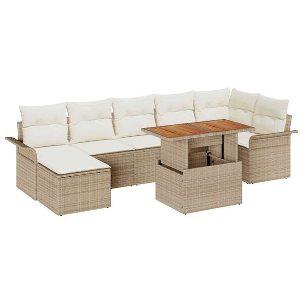 vidaXL Ensemble de canap&eacute; de jardin 8 pcs Beige et cr&egrave;me polyrotin