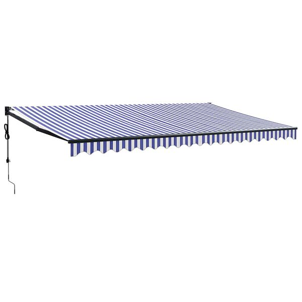 vidaXL Auvent r&eacute;tractable automatique bleu et blanc 5x3 m